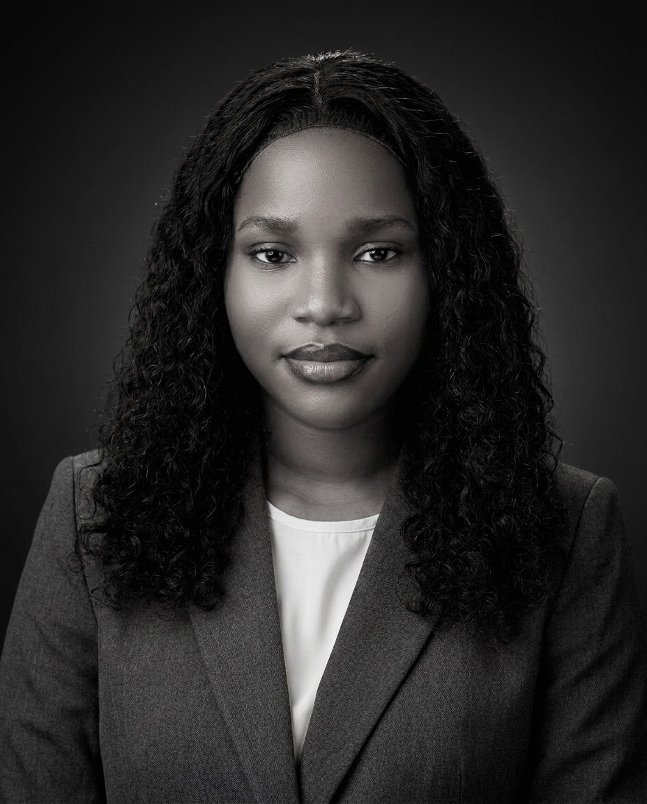 Black and white portrait of Oloro Anretioreoluwa, Executive Assistant and Operations Manager at TalentX